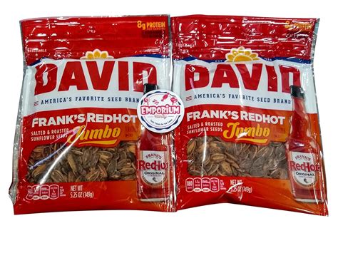 Buy Two Packs of David Frank's Red Hot Sunflower Seeds 5.25 oz Bags ...