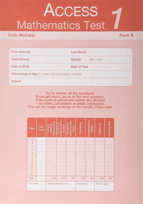 Access Mathematics Test 1 (Primary), Form B PK10 : McCarty, Colin ...