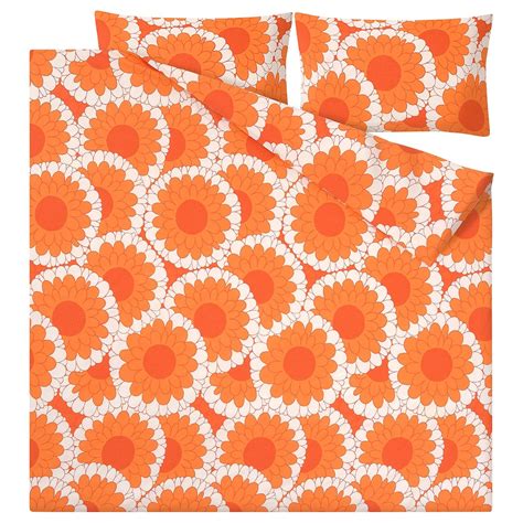 KRANSMALVA duvet cover and 2 pillowcases, orange, 200x200/50x80 cm ...
