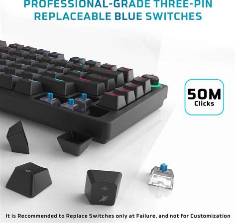 EVOFOX Katana X2 TKL Mechanical Wired USB Tenkeyless Gaming Keyboard ...
