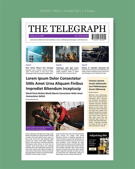 11x17 in Tabloid Classic Newspaper Template - Word | Google Docs - Highfile