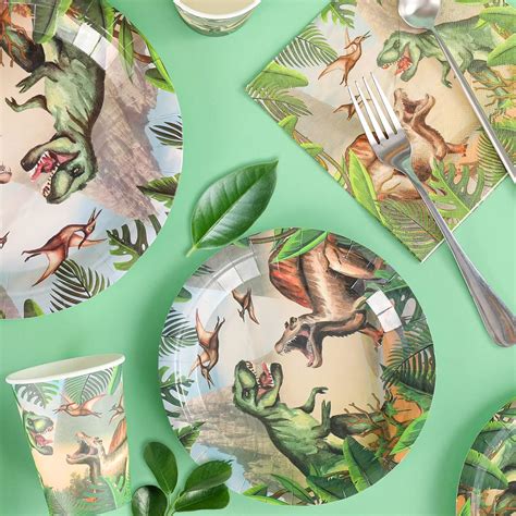 Buy 96Pcs Dinosaur Party Plates Cups Napkins Sets Serve 24 Guests, Dino ...