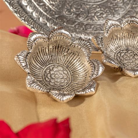 German Silver Swastika Pooja Thali - Sacred Ritual Essentials | The ...