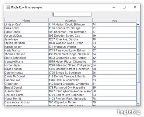 Image result for Java Swing JTable Example