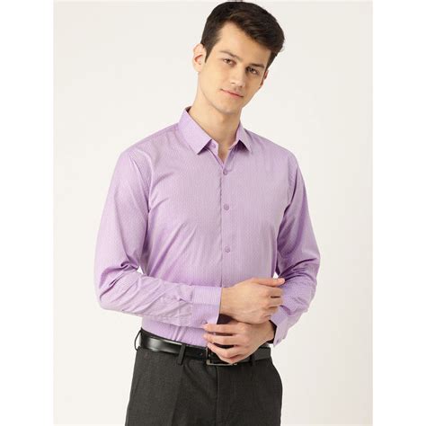 Buy SOJANYA Mens Cotton Purple & Off White Striped Formal Shirt Online