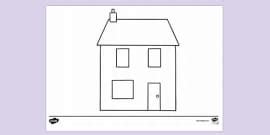 Cardboard House Colouring Page (teacher made) - Twinkl