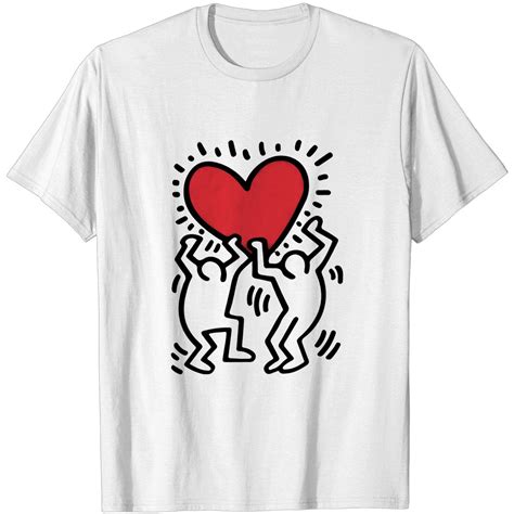 Keith Haring T-shirt Men Holding Heart Icon, Street Art | Keith haring ...