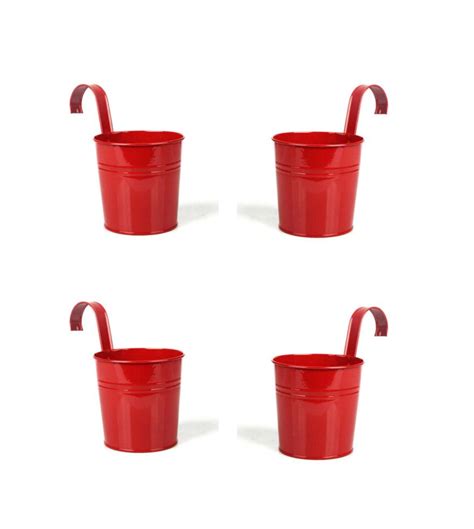 Basket Shape Hanging Railing Planters Indoor/ Outdoor (Set of 4) — Plan ...