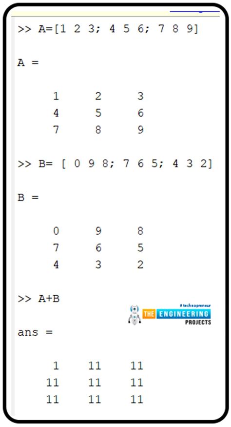 Image result for Matrick Example in Matlab Code