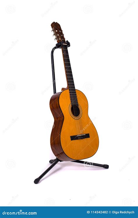 Acoustic Spanish Guitar on Stand Stock Photo - Image of acoustic ...