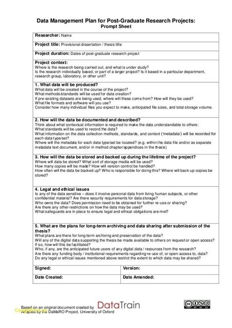 Image result for Data Management Plan Examples