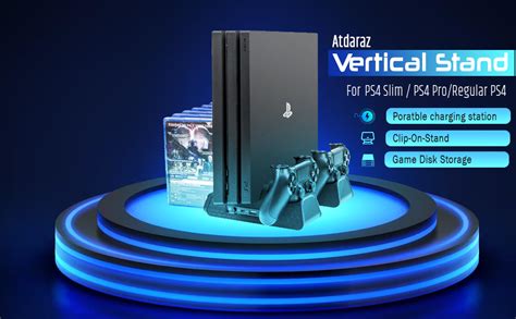 atdaraz Vertical Stand for PS4 Pro with Cooling Fan, Controller ...