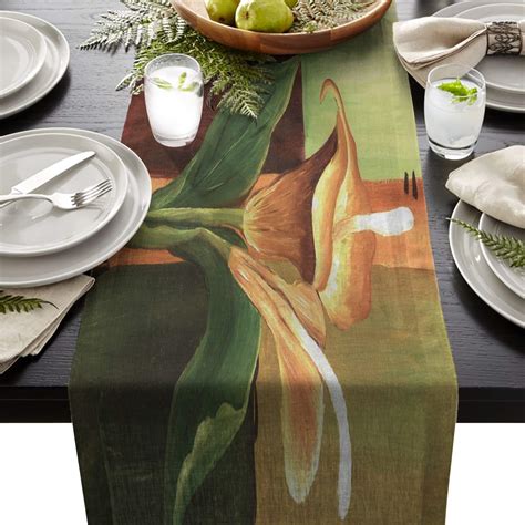 Buy Cotton Rectangle Table Runner Watercolor Calla Lily Flower 13x90 ...