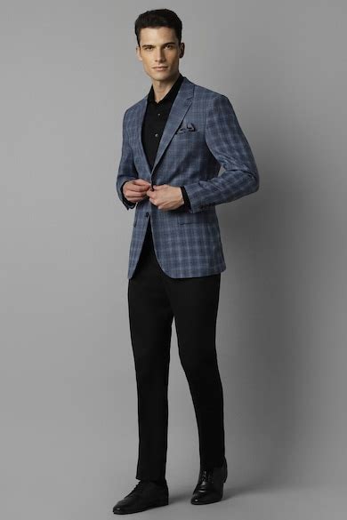 Buy Men Blue Regular Fit Check Formal Blazer Online - 959621 | Louis ...