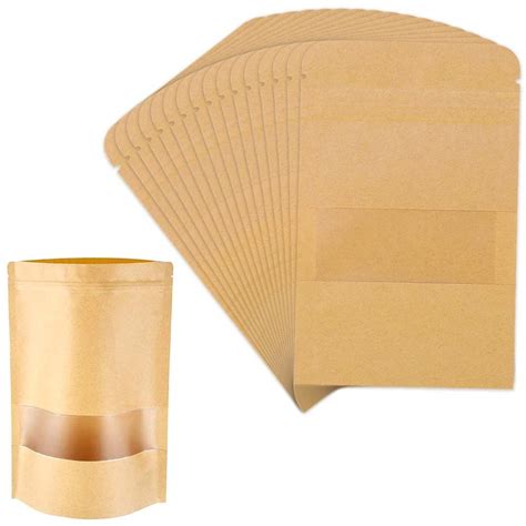 DEERA Stand Up Ziplock Reusable Airtight Kraft Paper Storage Pouch ...