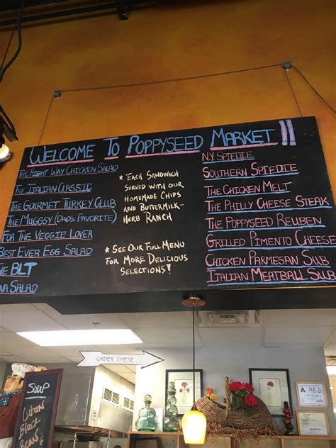 Menu at Poppyseed Market cafe, Raleigh