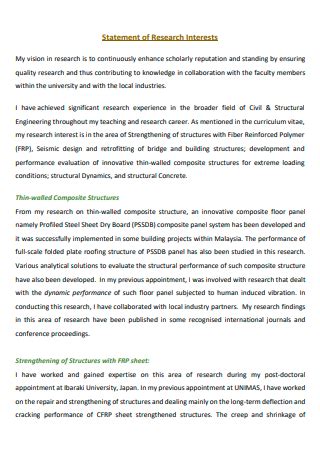 Image result for Research Interest Statement Example