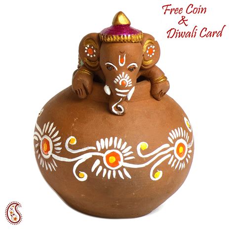 Buy Aapno Rajasthan Terracotta Ganesh Small Boat Showpiece (10 cm x 8 ...