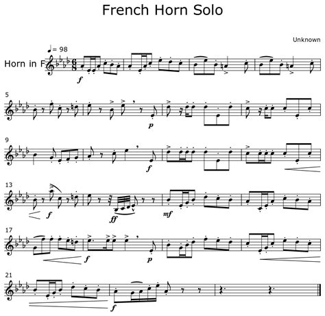 The Hunt French Horn Solo Sheet Music at Genevieve Tarrant blog