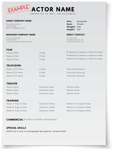 The Perfect Actor's Resume: Examples to Nail Your First Impression