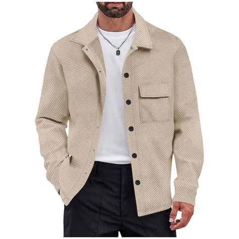 BEFOKA Mens Shirt Jacket Casual Button Up Shirts Lightweight Cold ...