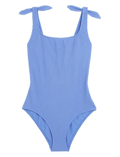 Textured Tie Shoulder Swimsuit