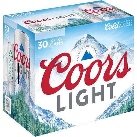 Coors Light Beer, 30 Pack, 12 fl oz Aluminum Cans, 4.2% ABV, Domestic ...