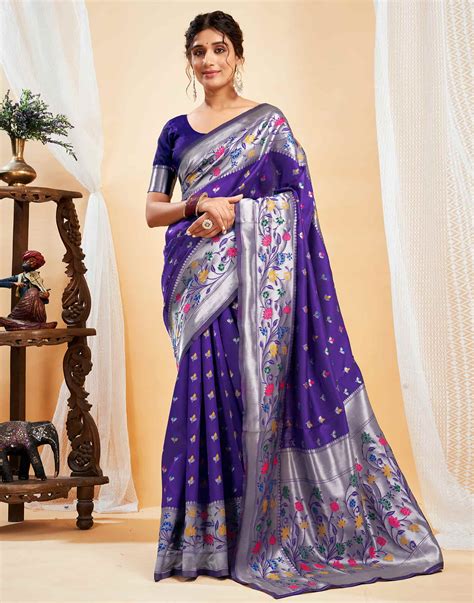Violet Silk Woven Paithani Saree – Sudathi