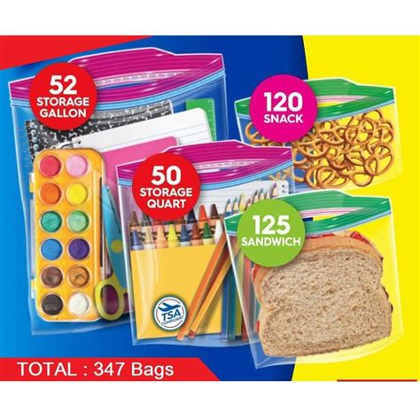 Ziploc Gallon, Quart, Sandwich, and Snack Storage Bags - Variety pack ...