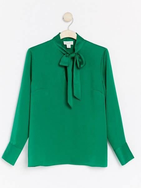 Knytblus i satin | Lindex