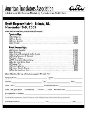 Fillable Online atanet ATA Sponsor Order Form - American Translators ...