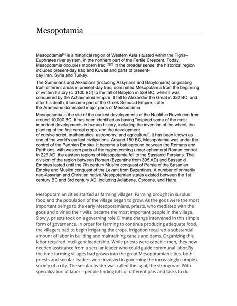 Mesapotamiyan Civilization - Mesopotamia Mesopotamia[a] is a historical ...