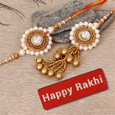 eCraftIndia Golden & White Beads, Pearl, Diamond Designer Bhaiya Bhabhi ...