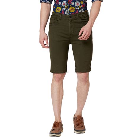 Olive Green Denim Shorts For Mens – Mode De Base Italie