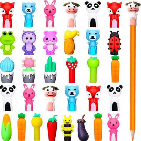 Buy 36 Pieces Pencil Toppers Animal Pencil Toppers Squishy Cow Carrot ...