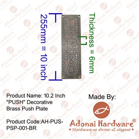 Quality 10.2 Inch "Push" Brass Push Plate - Adonai Hardware