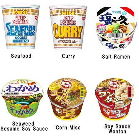 Buy Mini Cup Ramen Set 1.2oz 6Types Japanese Mini Size Instant Noodle ...