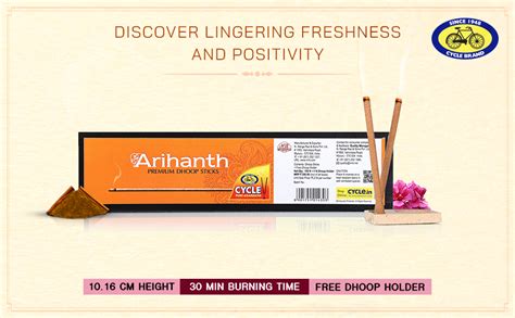 Cycle Pure Arihant Bambooless Dhoop Sticks for Pooja, 4" Inch, 200 ...