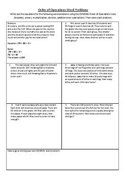 Image result for Practice Word Problems Order of Operations