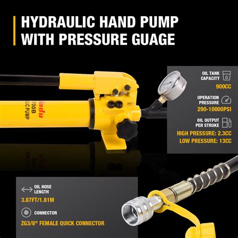 Hydraulic Hand Pump Single Acting 900CC W/Pressure | Ubuy India