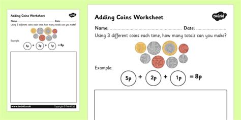Image result for Adding Coins Worksheet
