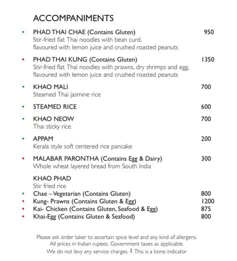 Menu at The Spice Route, New Delhi, The Imperial