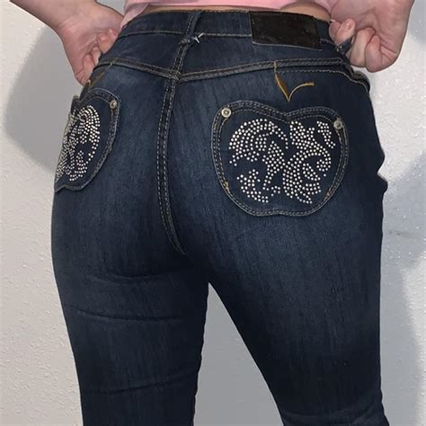 Bedazzled Apple bottoms jeans! 🍎 🍏 Low rise... - Depop