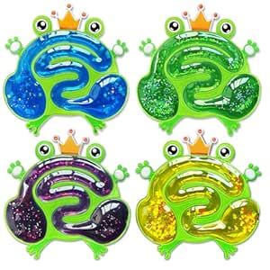 4PCS Sensory Fidget Toys for Kids, Squishy Glitter Leap Frog Toys for ...