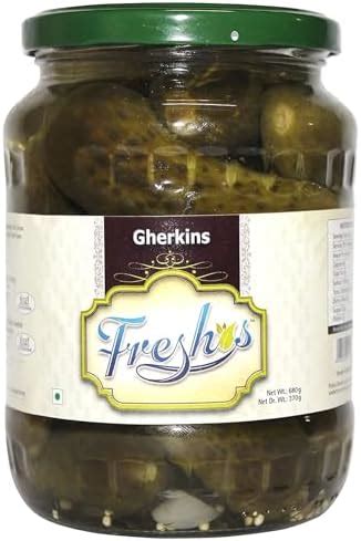 Freshos Gherkins, Green & White, Medium, Gharkins, 680 g : Amazon.in ...