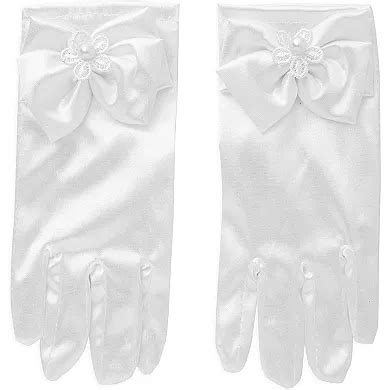 Girl's Flower Veil and Gloves for First Communion (White, 2 Pieces)