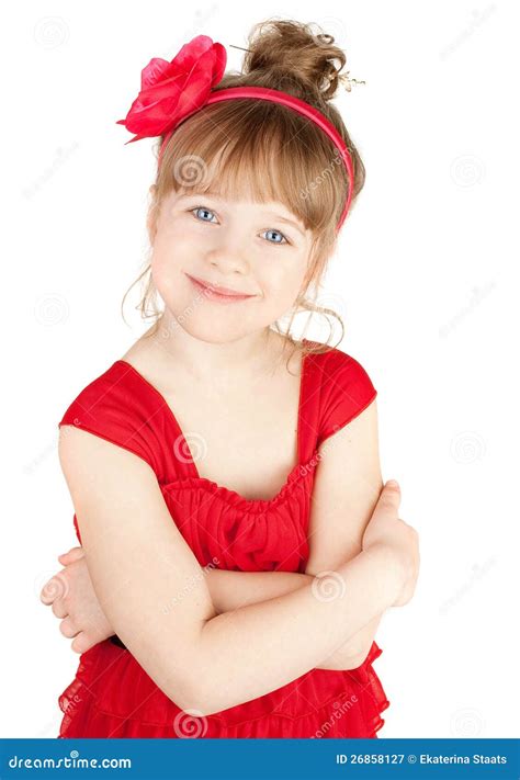Happy little pretty girl stock image. Image of isolated - 26858127