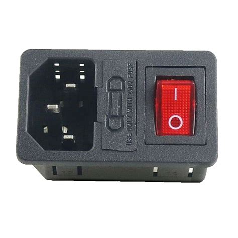 Probots IEC C14 3-Pin AC Power Socket with Fuse Holder & Switch Male ...