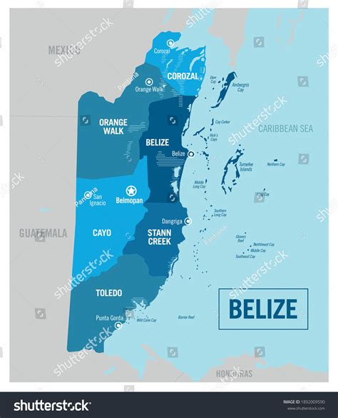 Belize Country Political Map Detailed Vector Stock Vector (Royalty Free ...