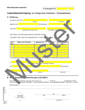 German Child Benefit Life Certificate - Ausfüllen, Unterschreiben ...